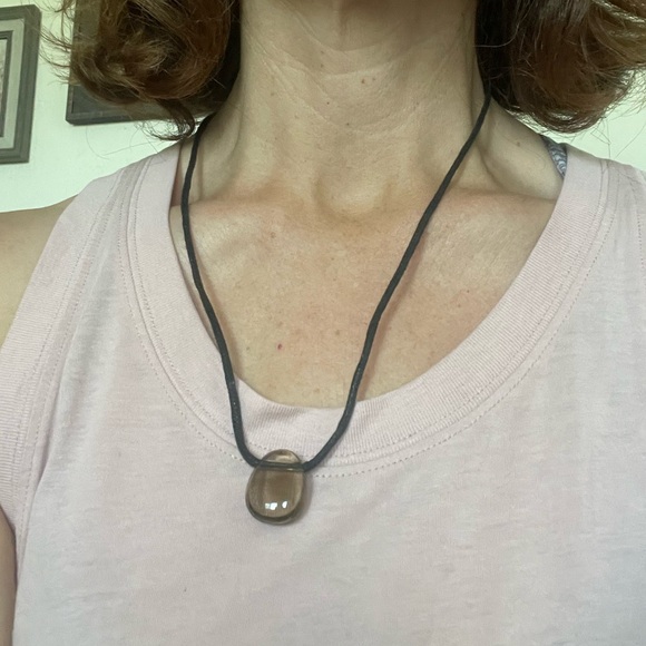 Jewelry - Brown smoky quartz stone Cord Necklace.